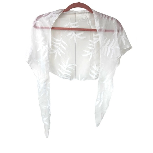 Pool Beach 2-piece sheer white coverup, S, crop top with tie & sarong, Vacation - Picture 8 of 9